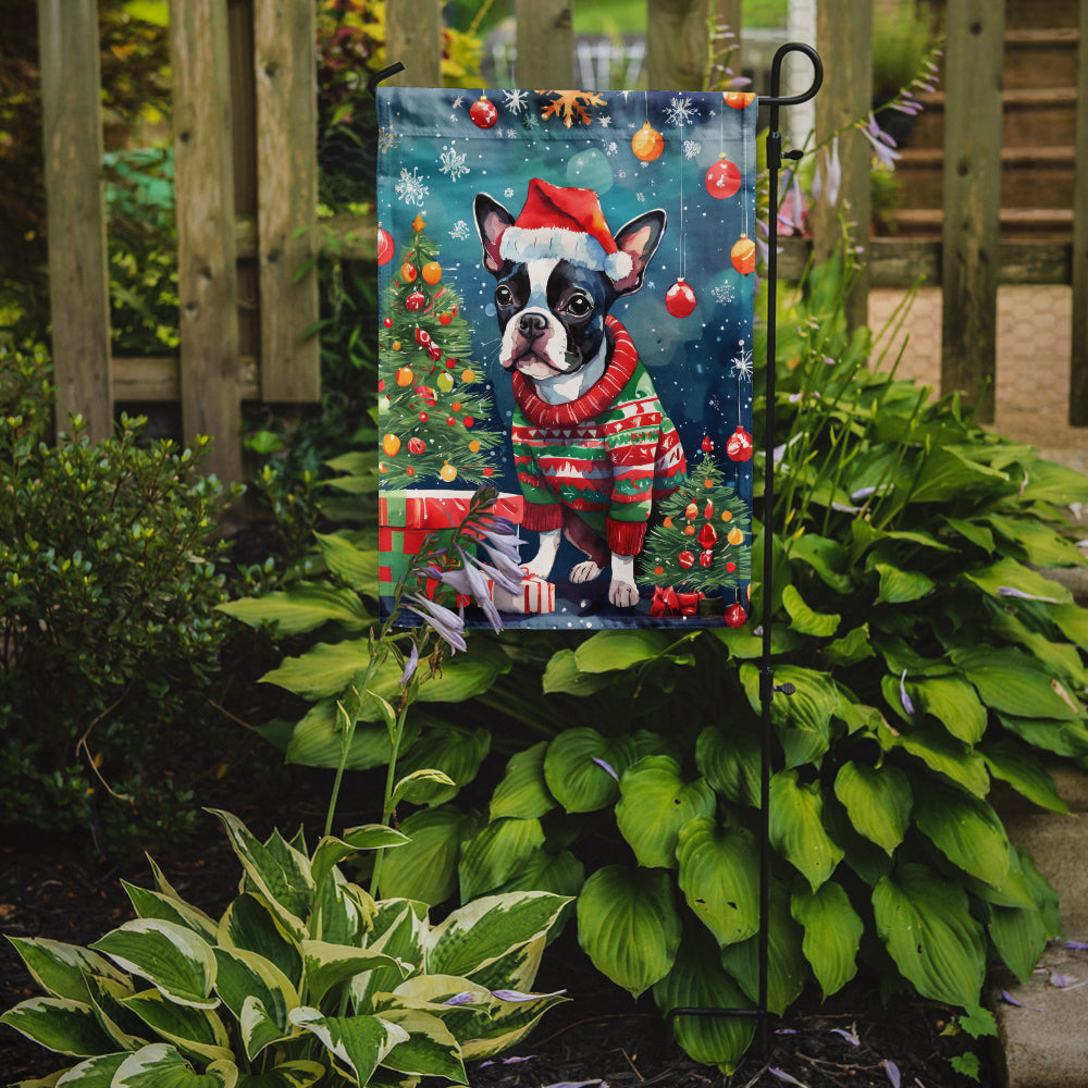 Boston Terrier Christmas Garden Flag