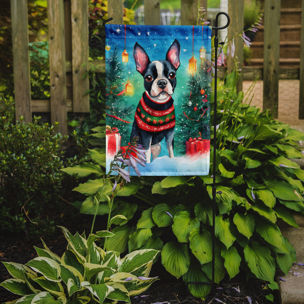 Boston Terrier Christmas Garden Flag