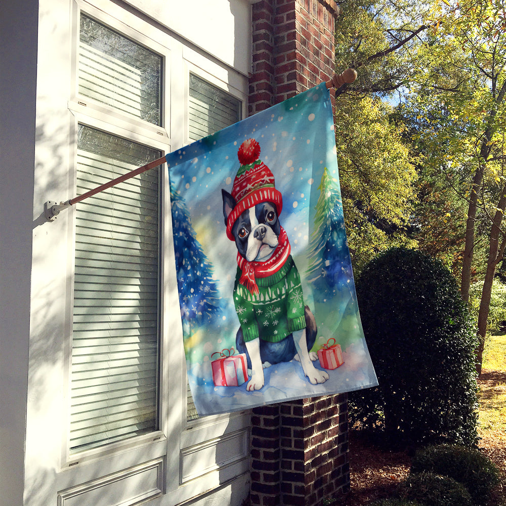 Buy this Boston Terrier Christmas House Flag