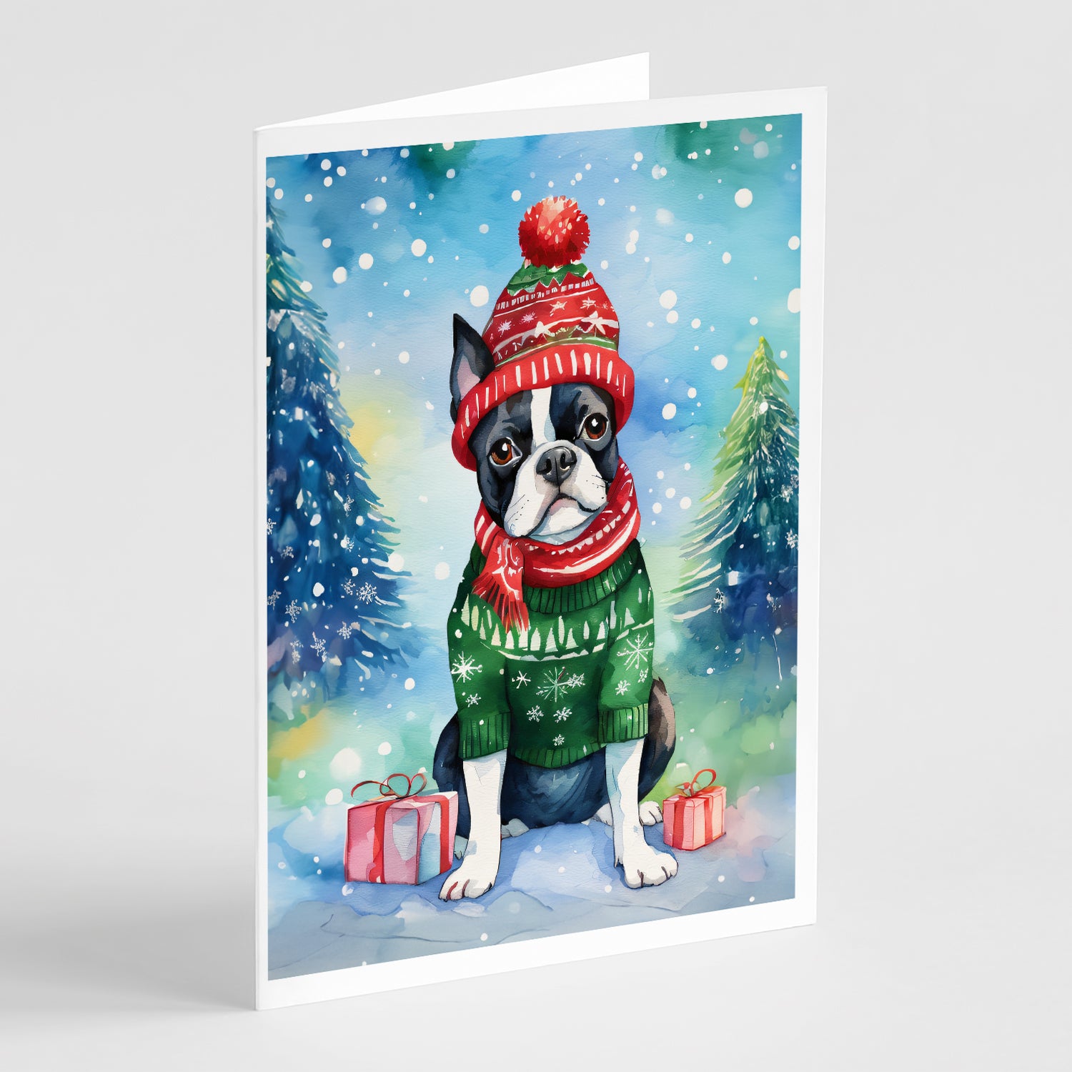 Buy this Boston Terrier Christmas Greeting Cards Pack of 8