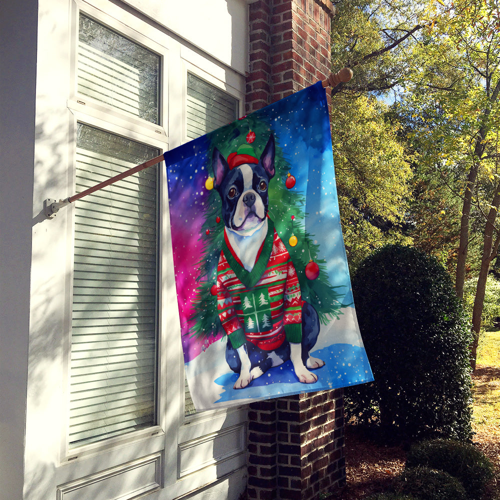 Buy this Boston Terrier Christmas House Flag