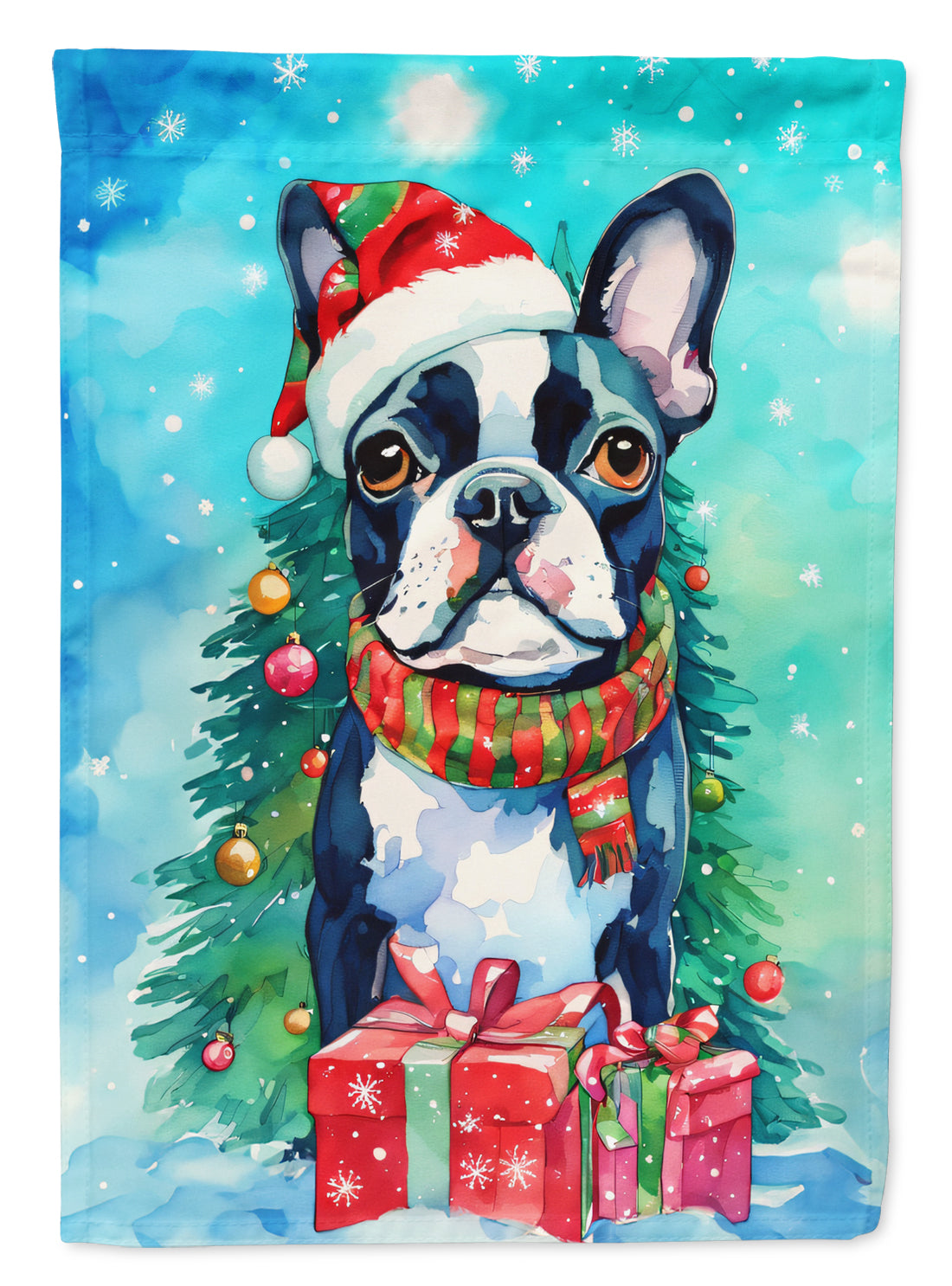 Buy this Boston Terrier Christmas House Flag