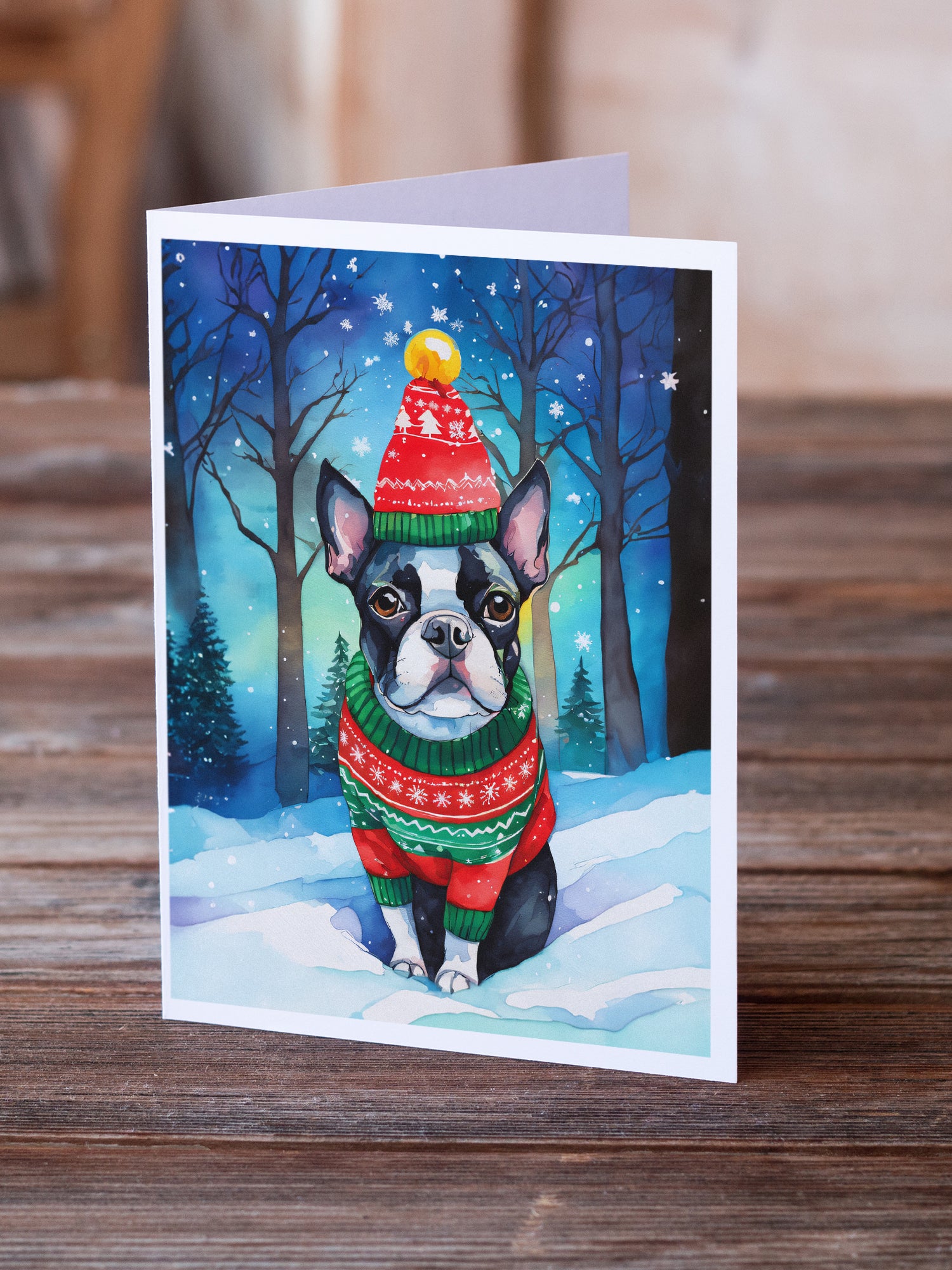 Buy this Boston Terrier Christmas Greeting Cards Pack of 8