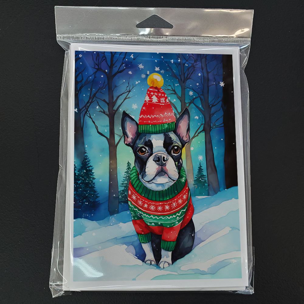 Boston Terrier Christmas Greeting Cards Pack of 8