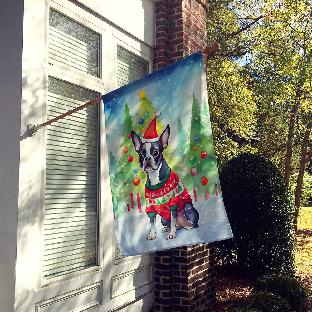 Buy this Boston Terrier Christmas House Flag