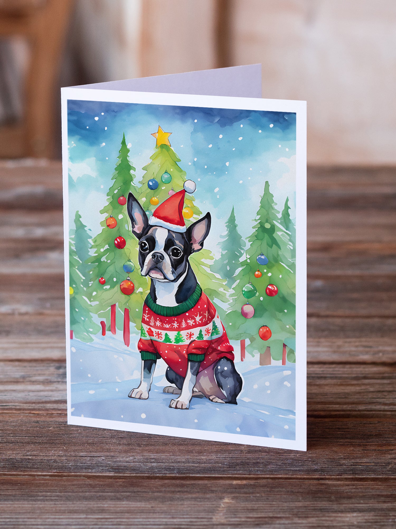 Buy this Boston Terrier Christmas Greeting Cards Pack of 8