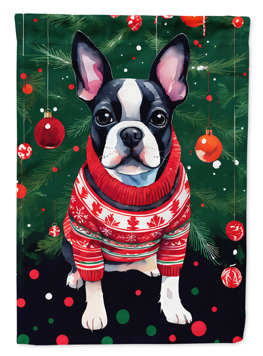 Buy this Boston Terrier Christmas House Flag