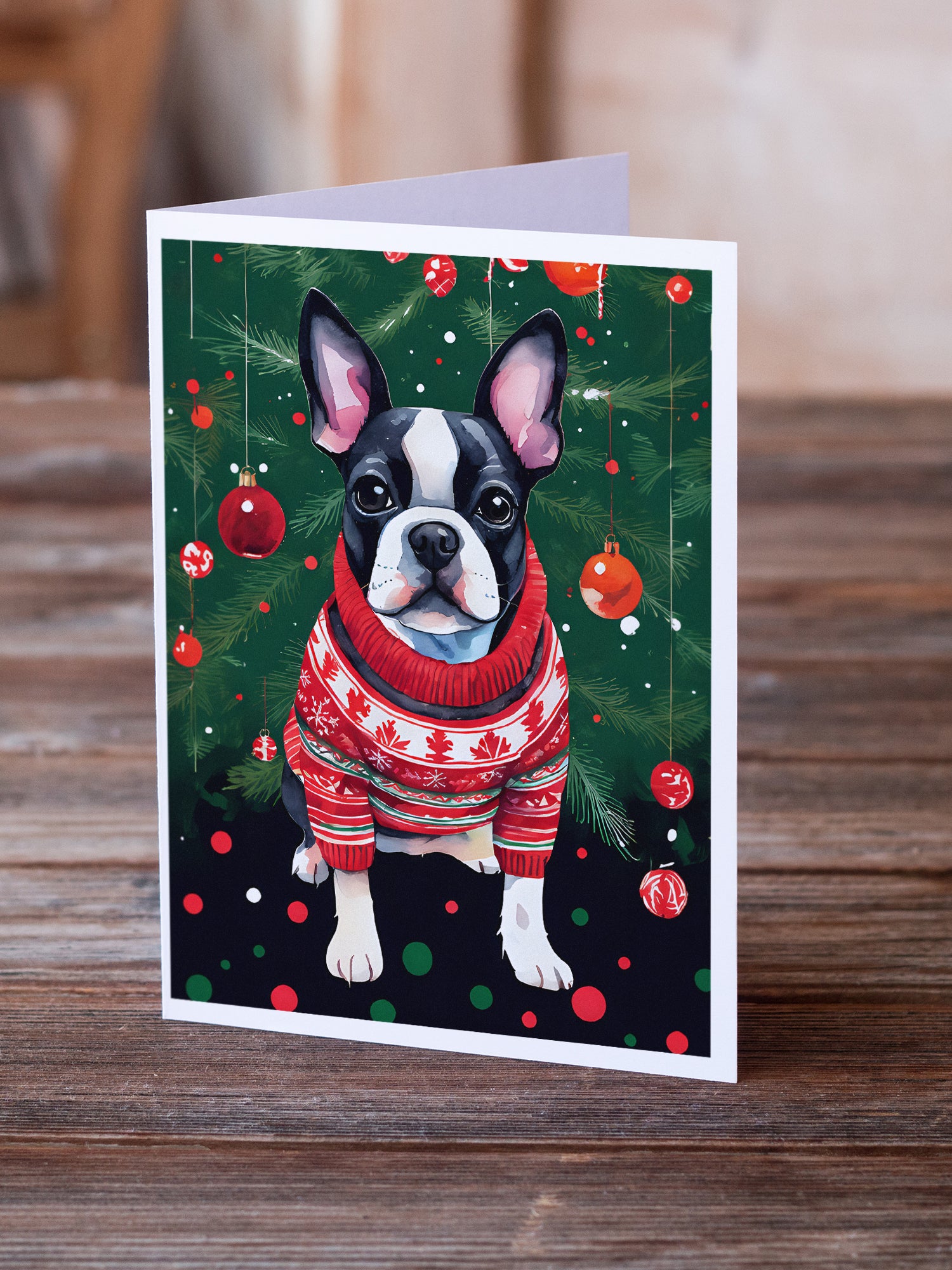 Buy this Boston Terrier Christmas Greeting Cards Pack of 8