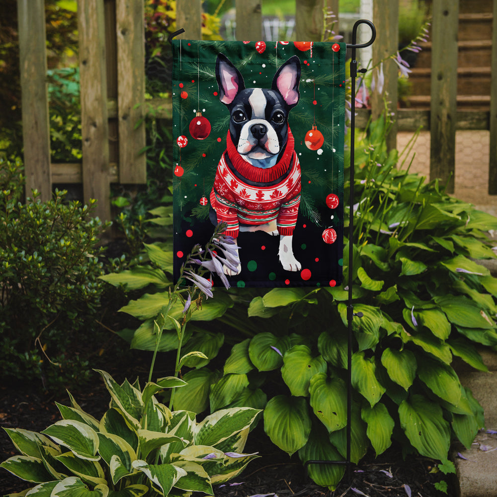 Boston Terrier Christmas Garden Flag