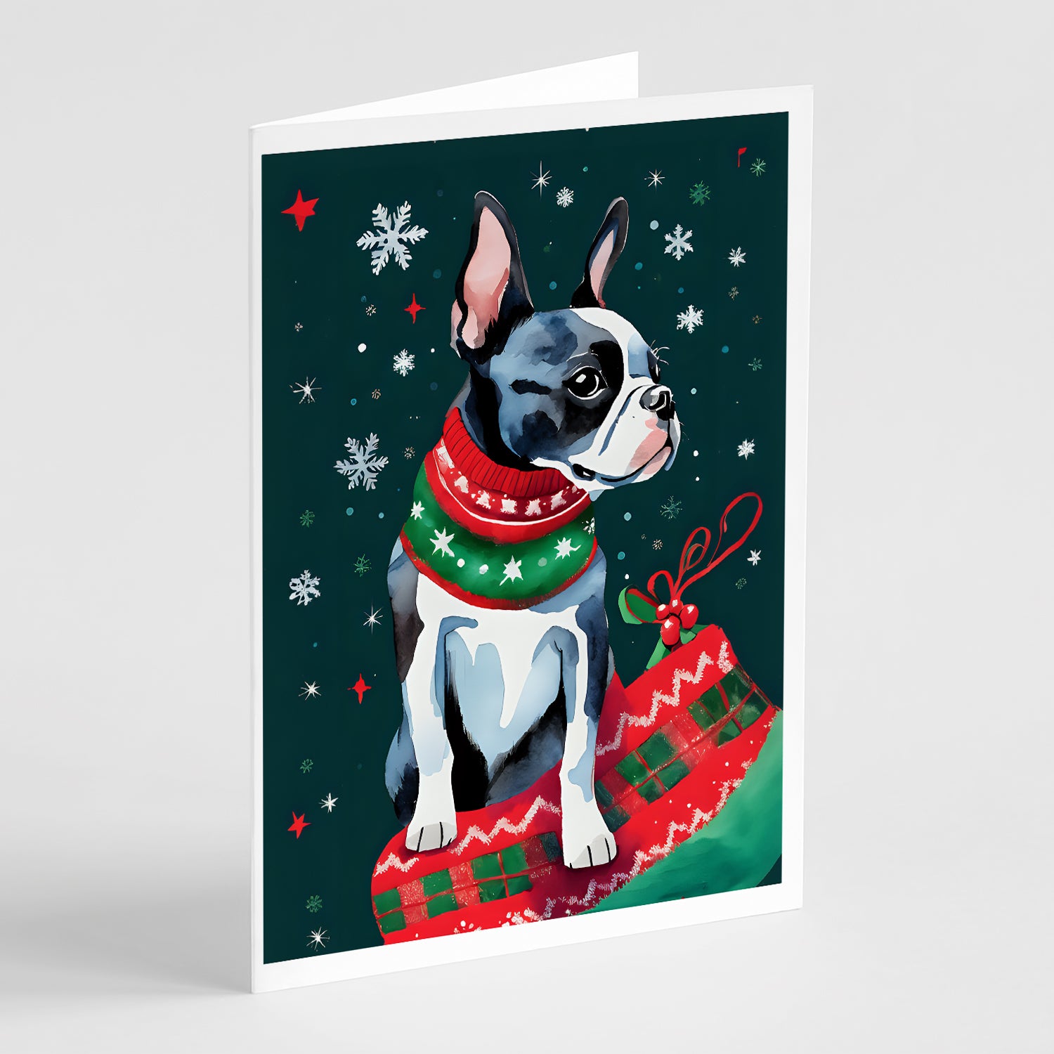 Buy this Boston Terrier Christmas Greeting Cards Pack of 8