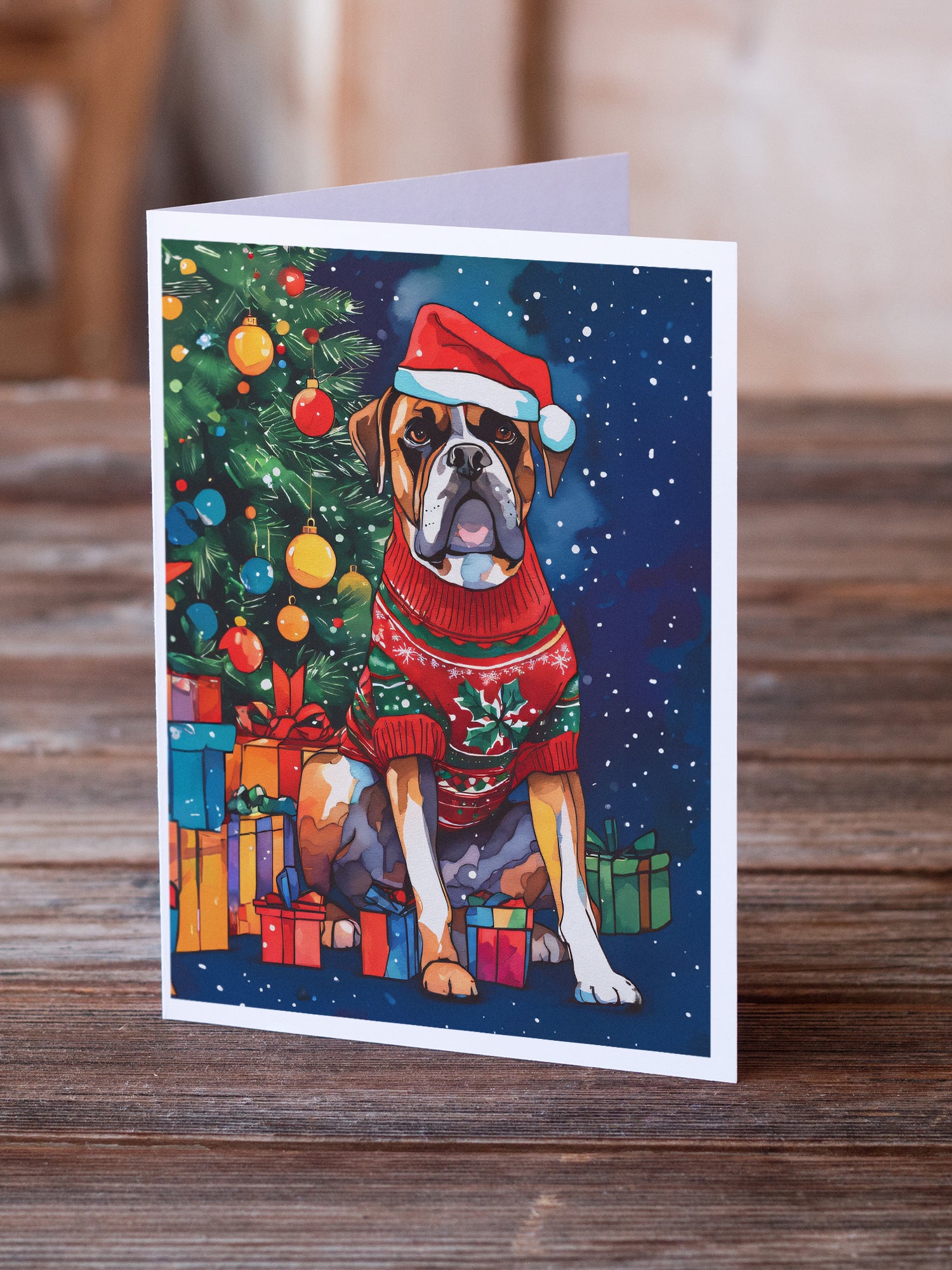 Boxer Christmas Greeting Cards Pack of 8