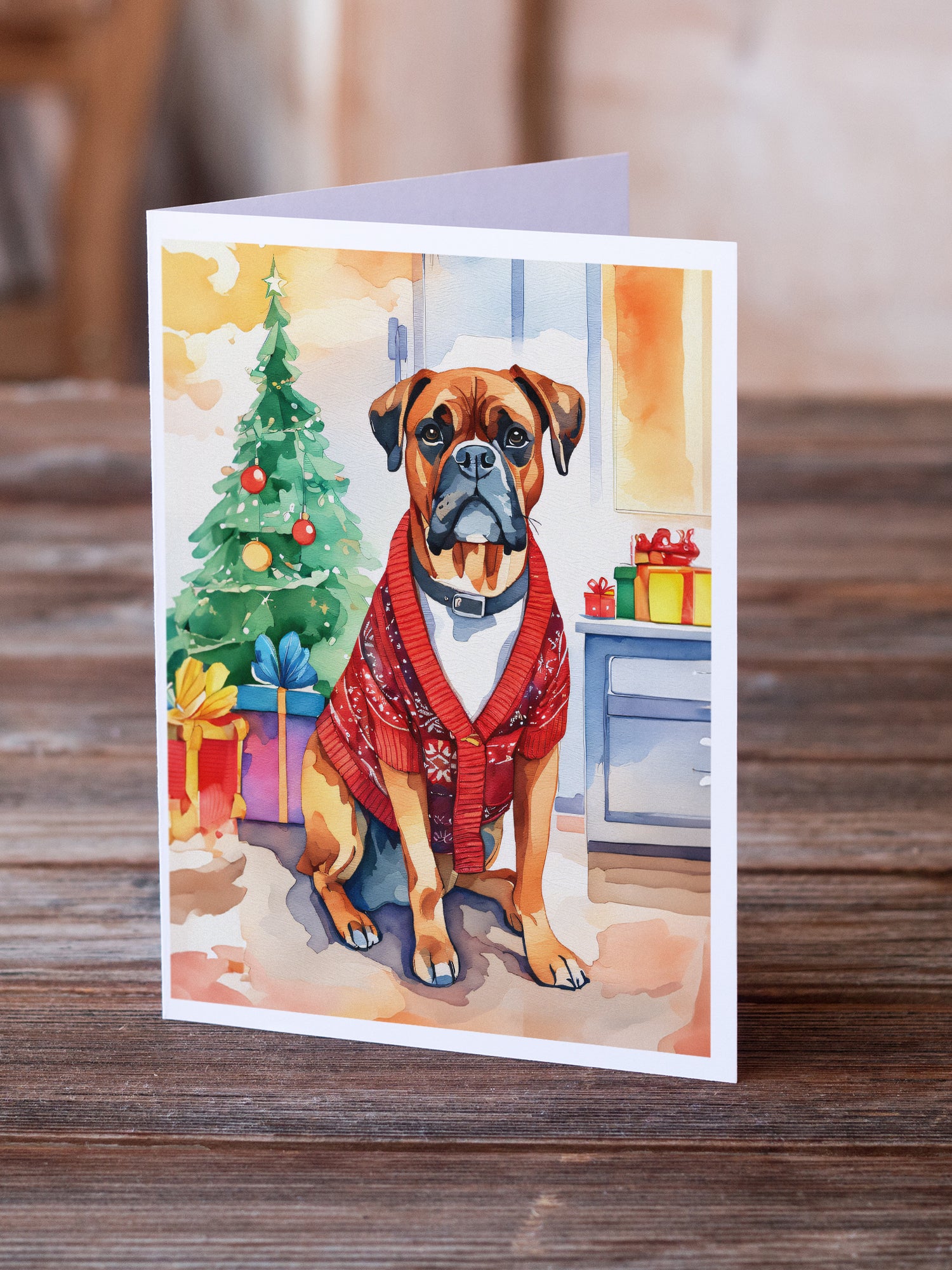 Boxer Christmas Greeting Cards Pack of 8