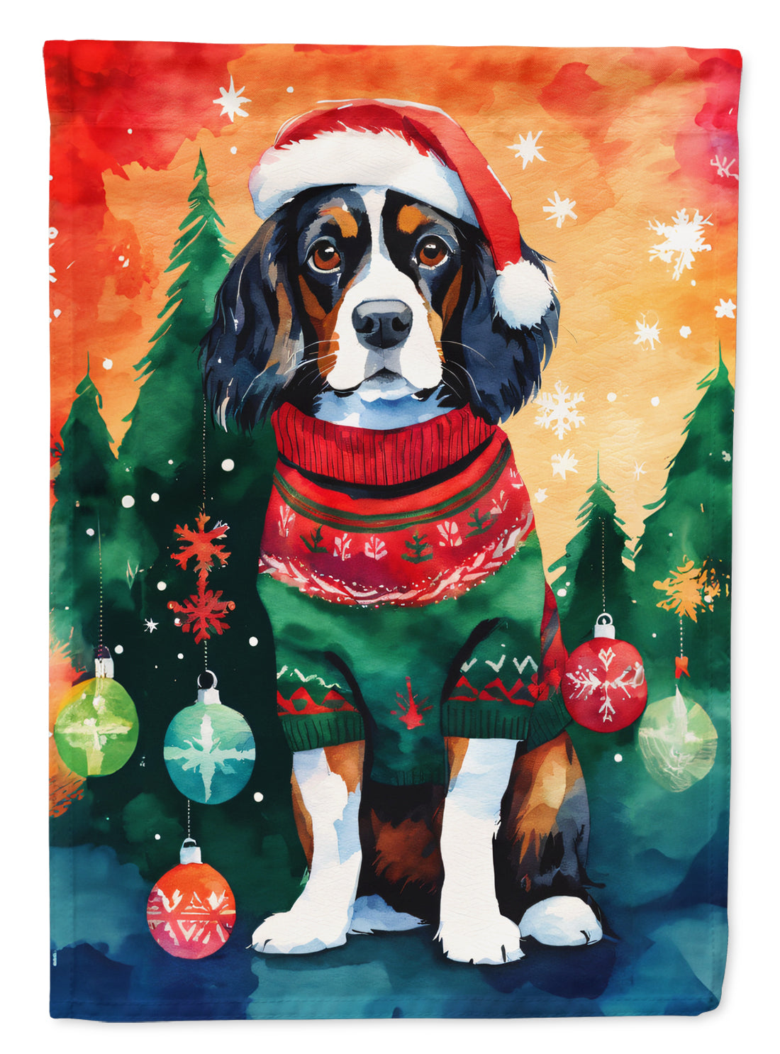 Buy this Cavalier Spaniel Christmas House Flag