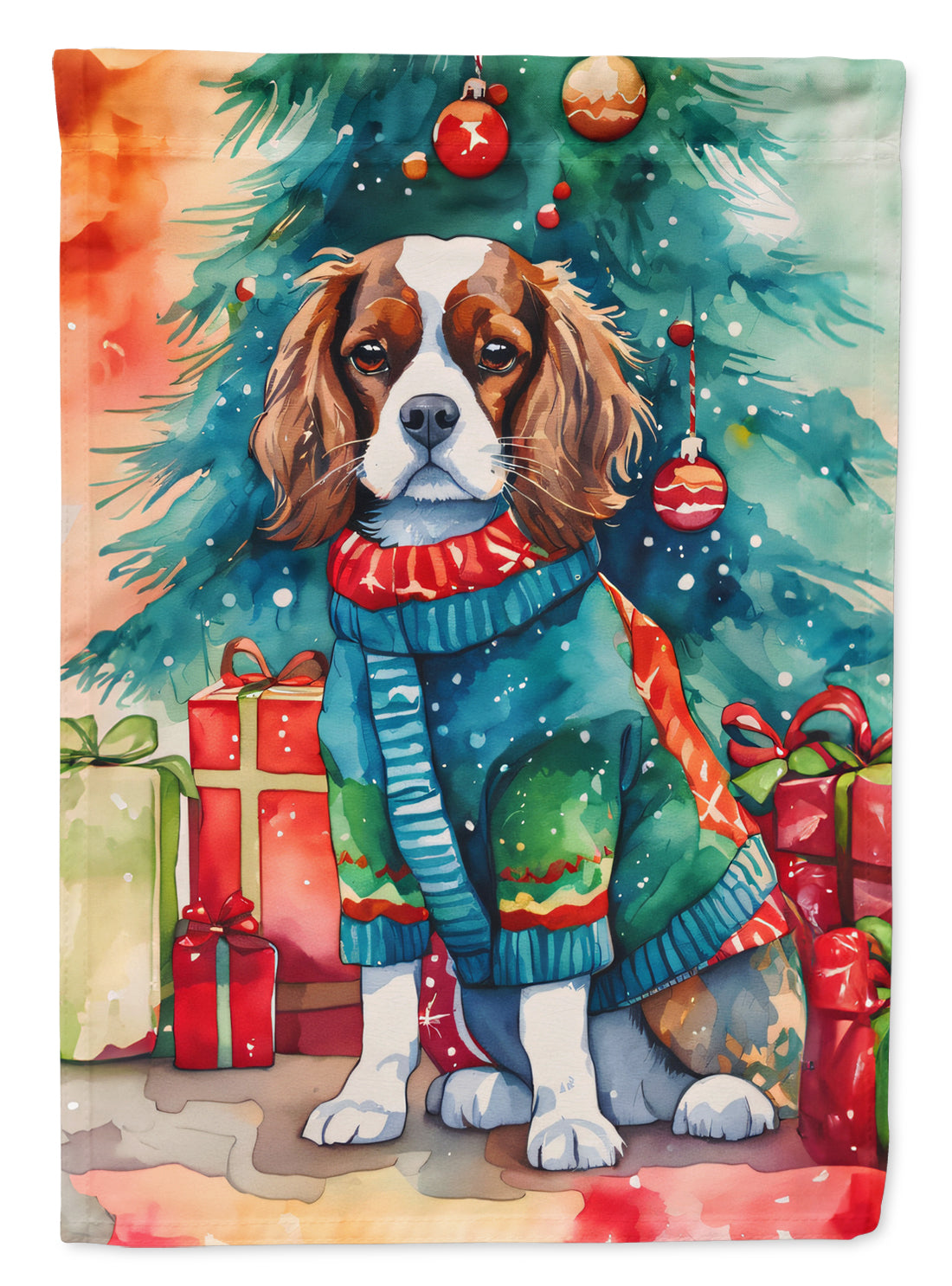 Buy this Cavalier Spaniel Christmas House Flag