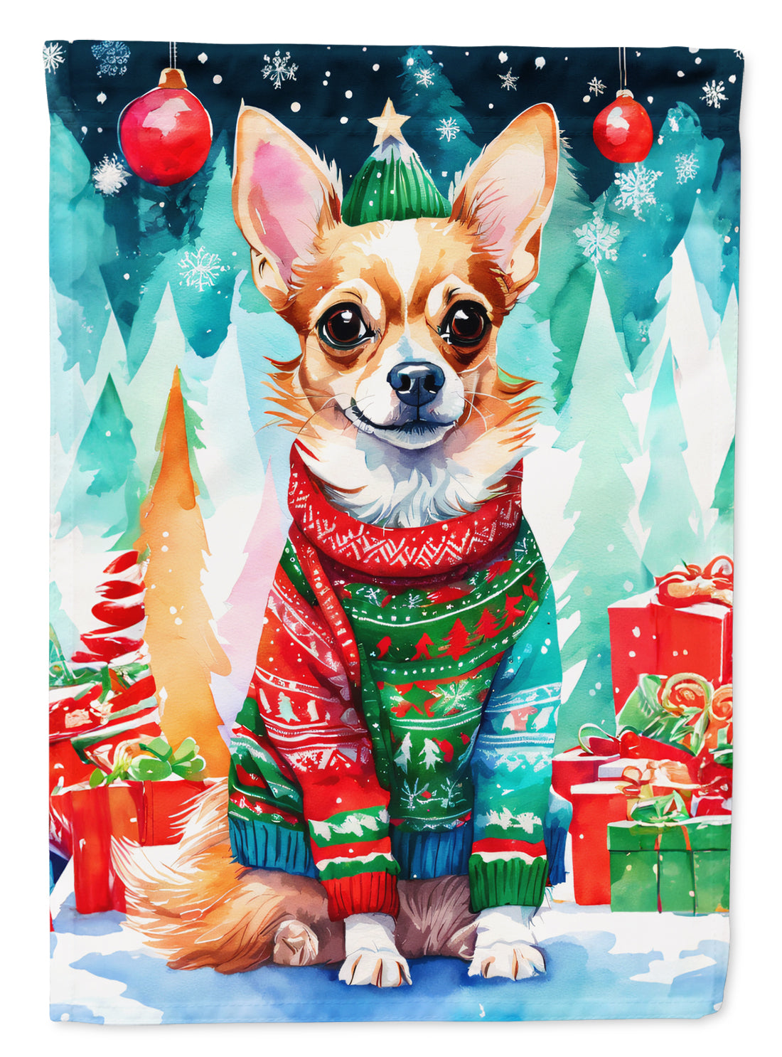 Buy this Chihuahua Christmas House Flag