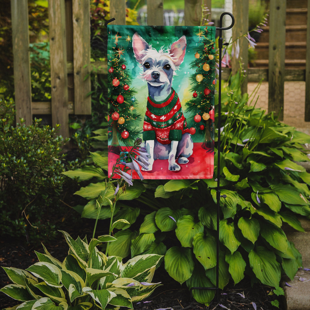 Chinese Crested Christmas Garden Flag