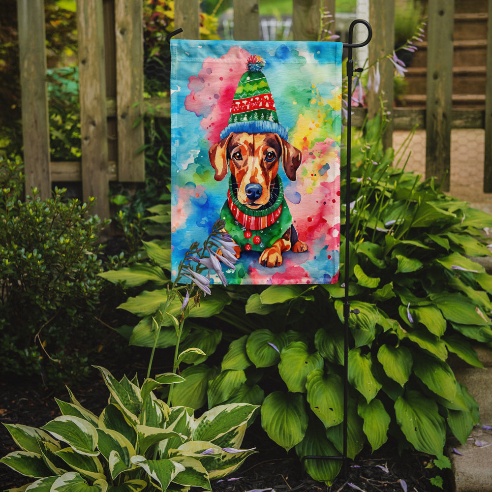 Dachshund Christmas Garden Flag