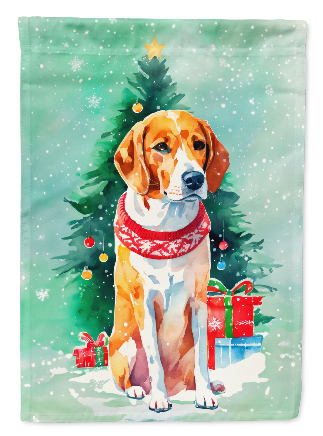 Buy this English Foxhound Christmas House Flag