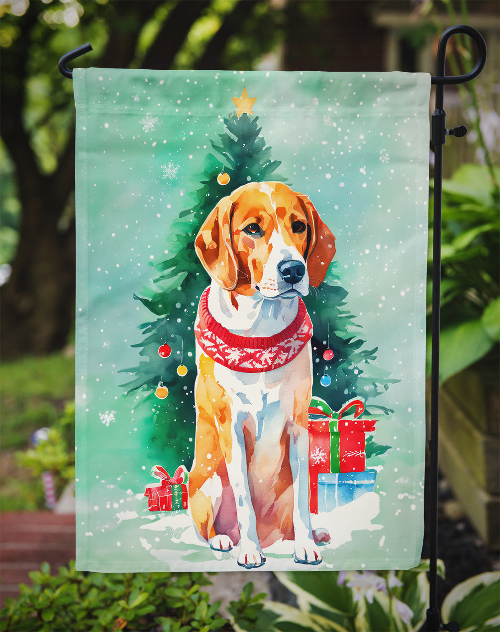 English Foxhound Christmas Garden Flag