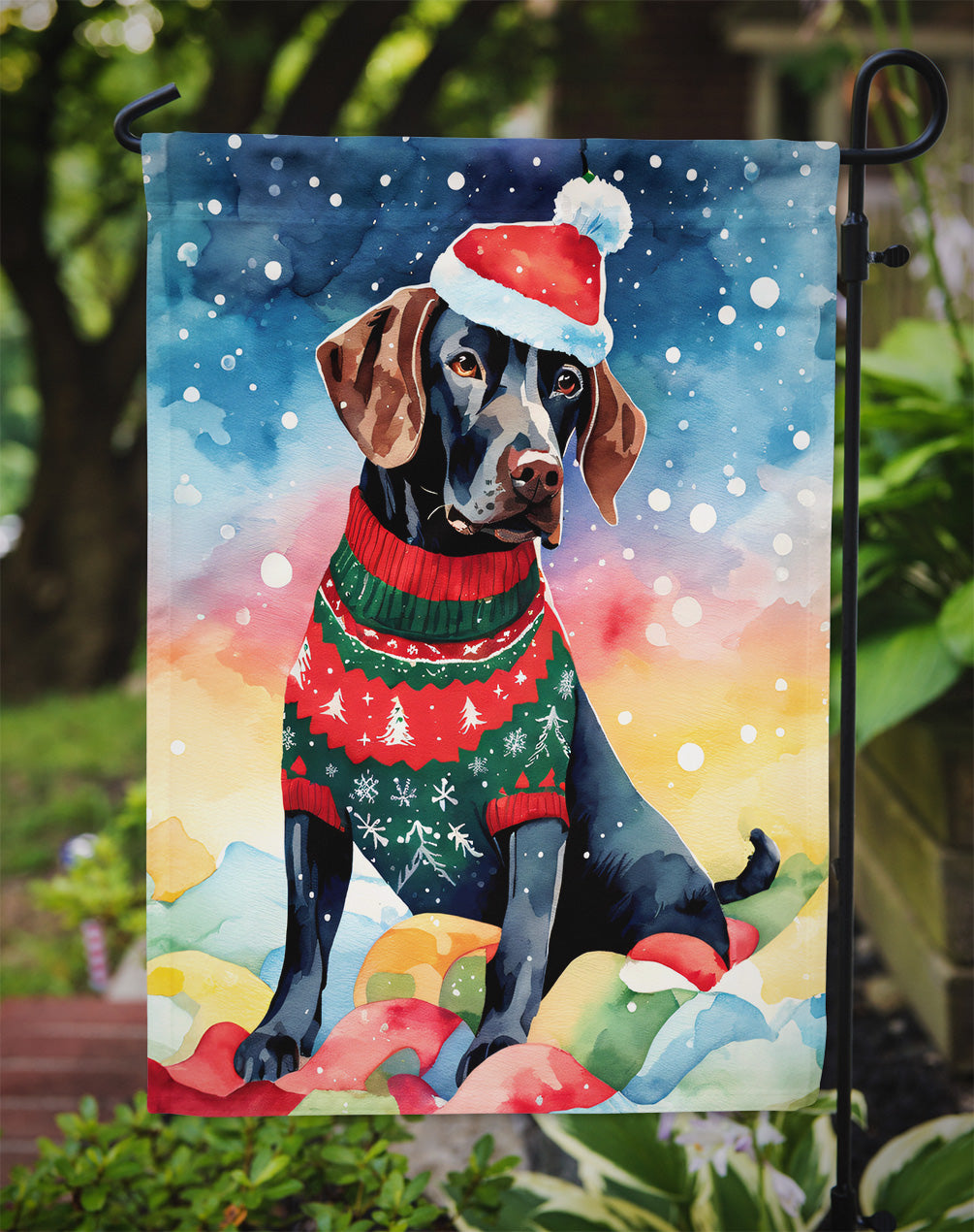 German Shorthaired Pointer Christmas Garden Flag