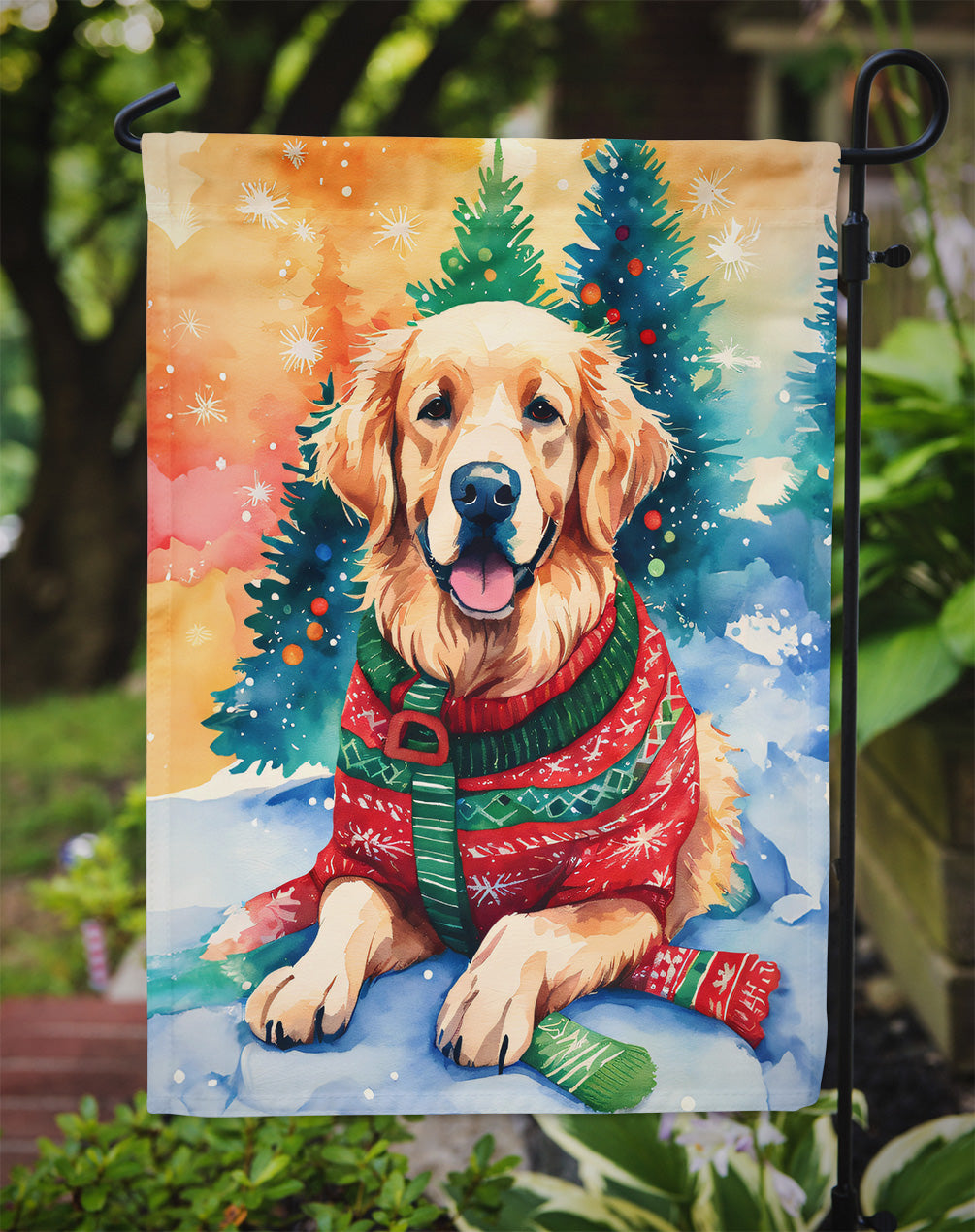 Golden Retriever Christmas Garden Flag