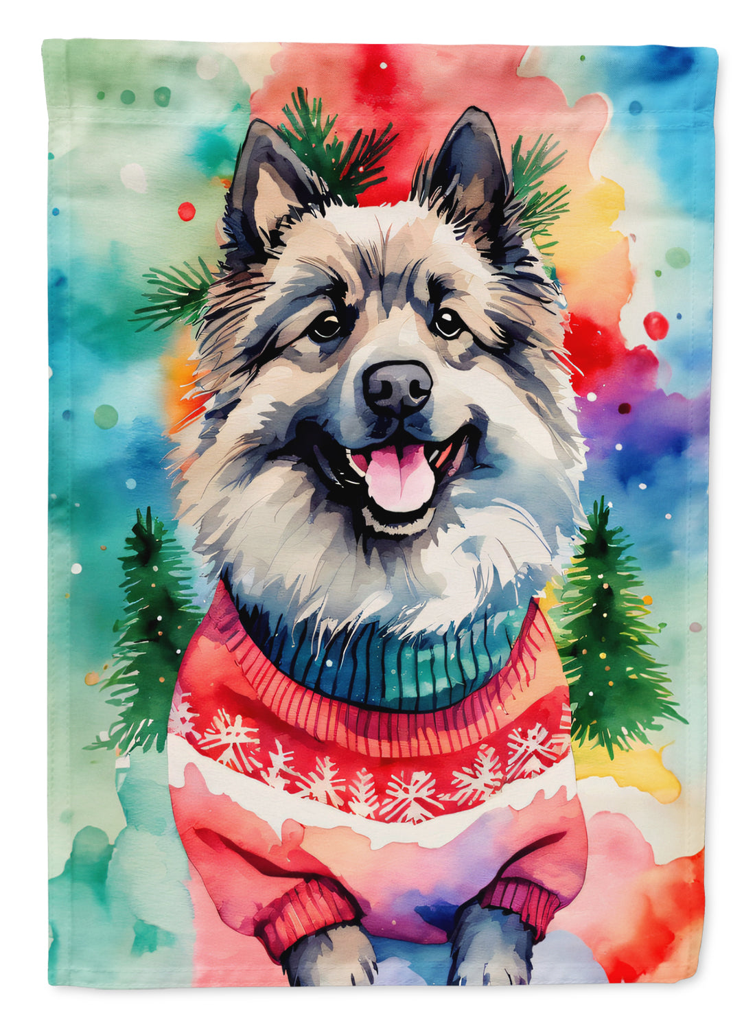 Buy this Keeshond Christmas House Flag