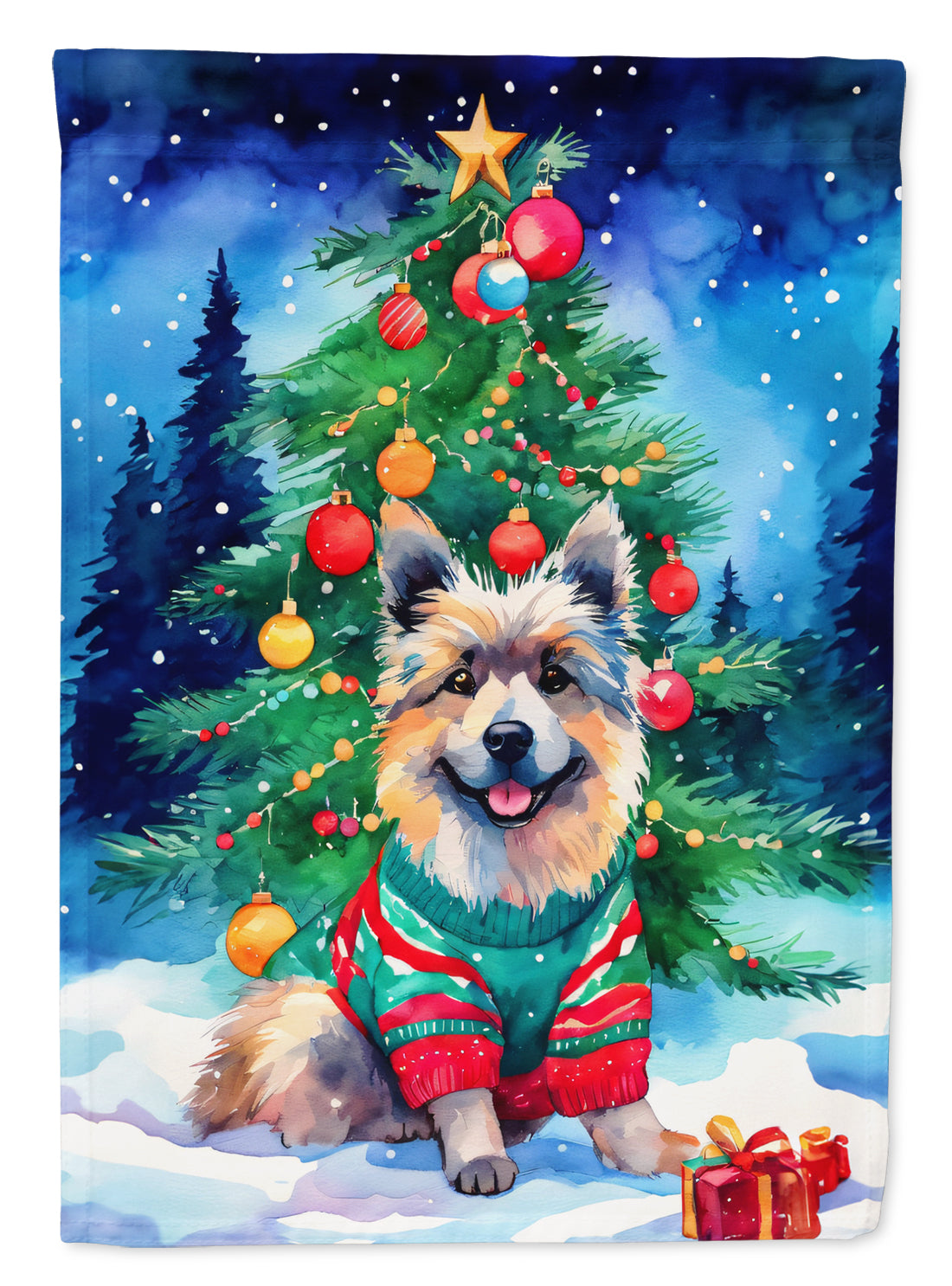 Buy this Keeshond Christmas House Flag