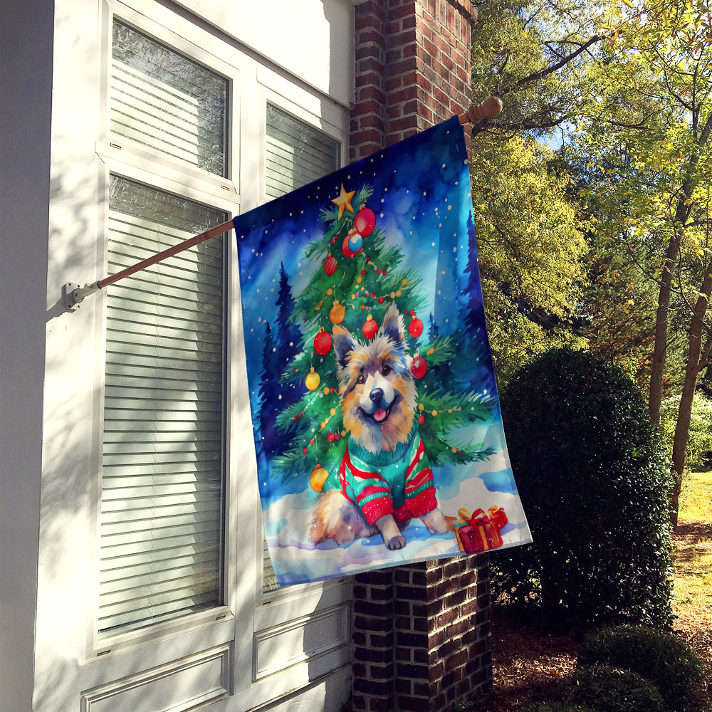 Keeshond Christmas House Flag