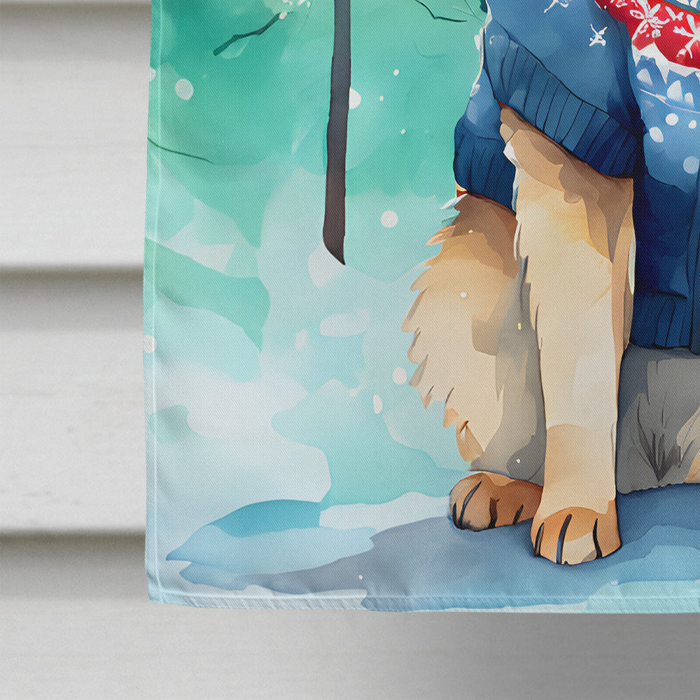 Keeshond Christmas House Flag