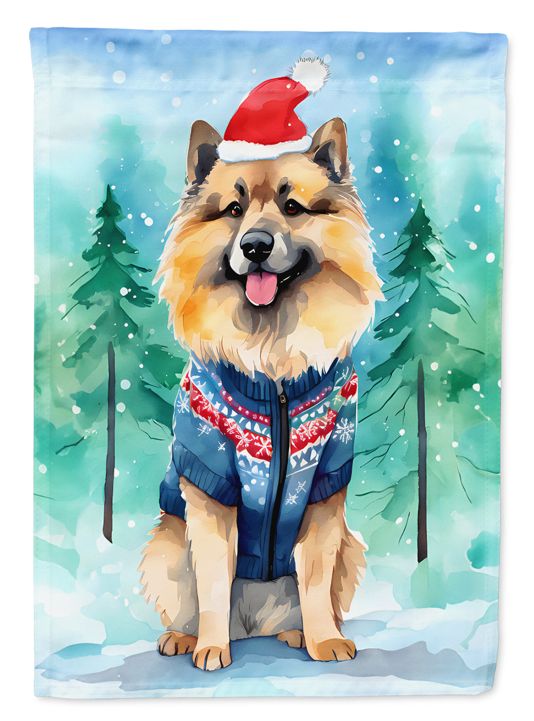 Buy this Keeshond Christmas House Flag