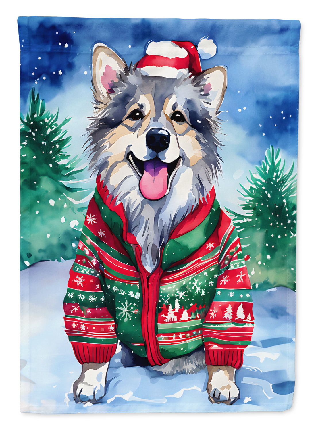 Buy this Keeshond Christmas House Flag