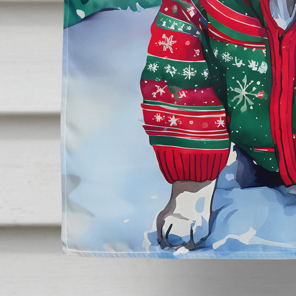 Keeshond Christmas House Flag