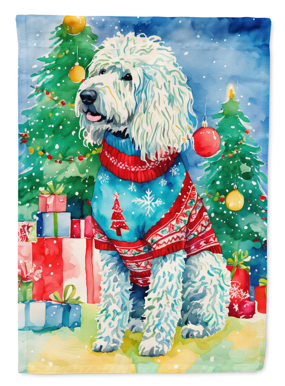 Buy this Komondor Christmas House Flag