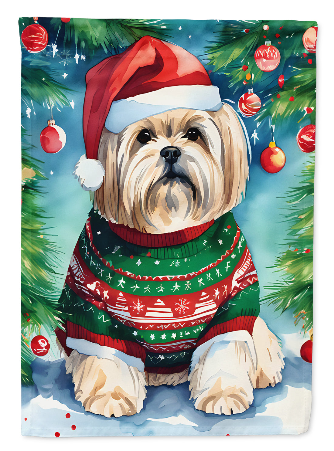 Buy this Lhasa Apso Christmas House Flag