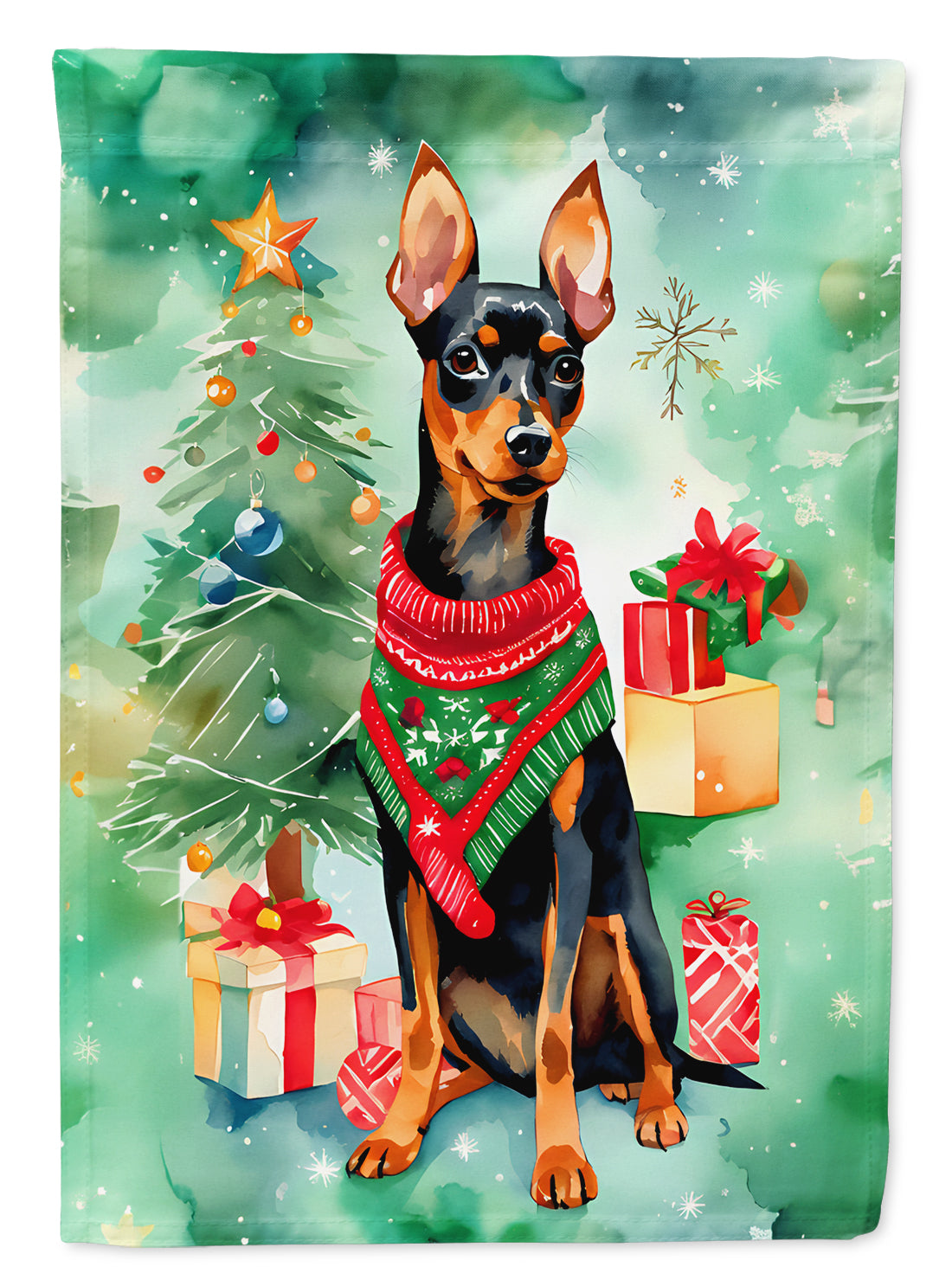 Buy this Miniature Pinscher Christmas House Flag