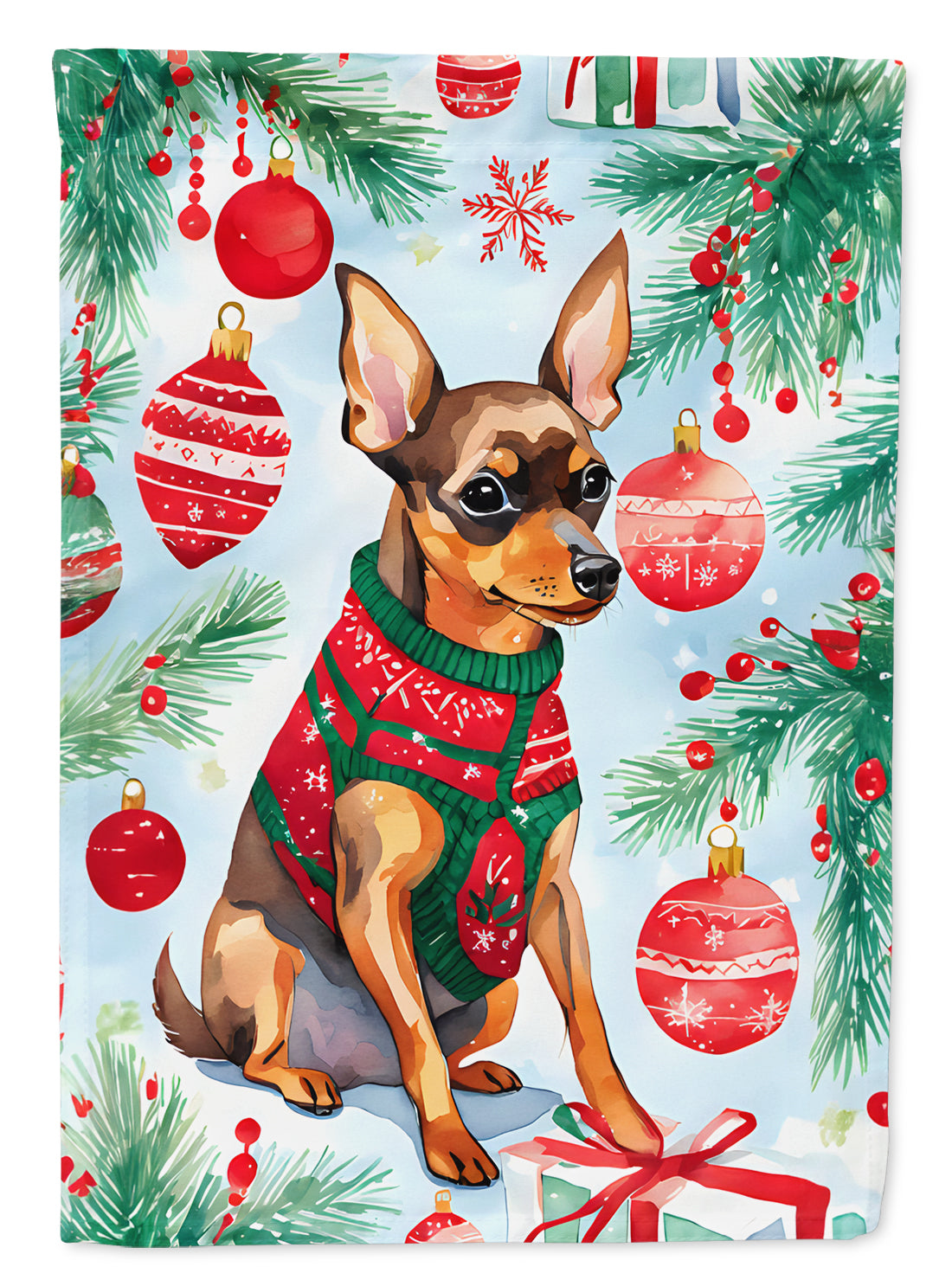 Buy this Miniature Pinscher Christmas House Flag