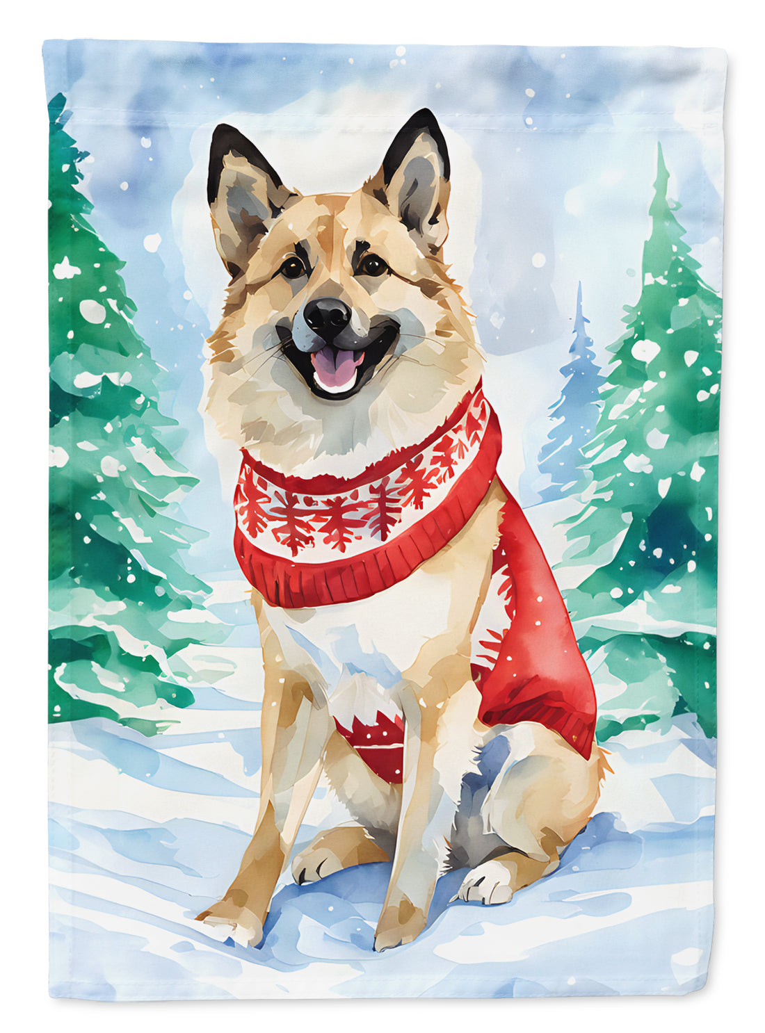 Buy this Norwegian Buhund Christmas House Flag