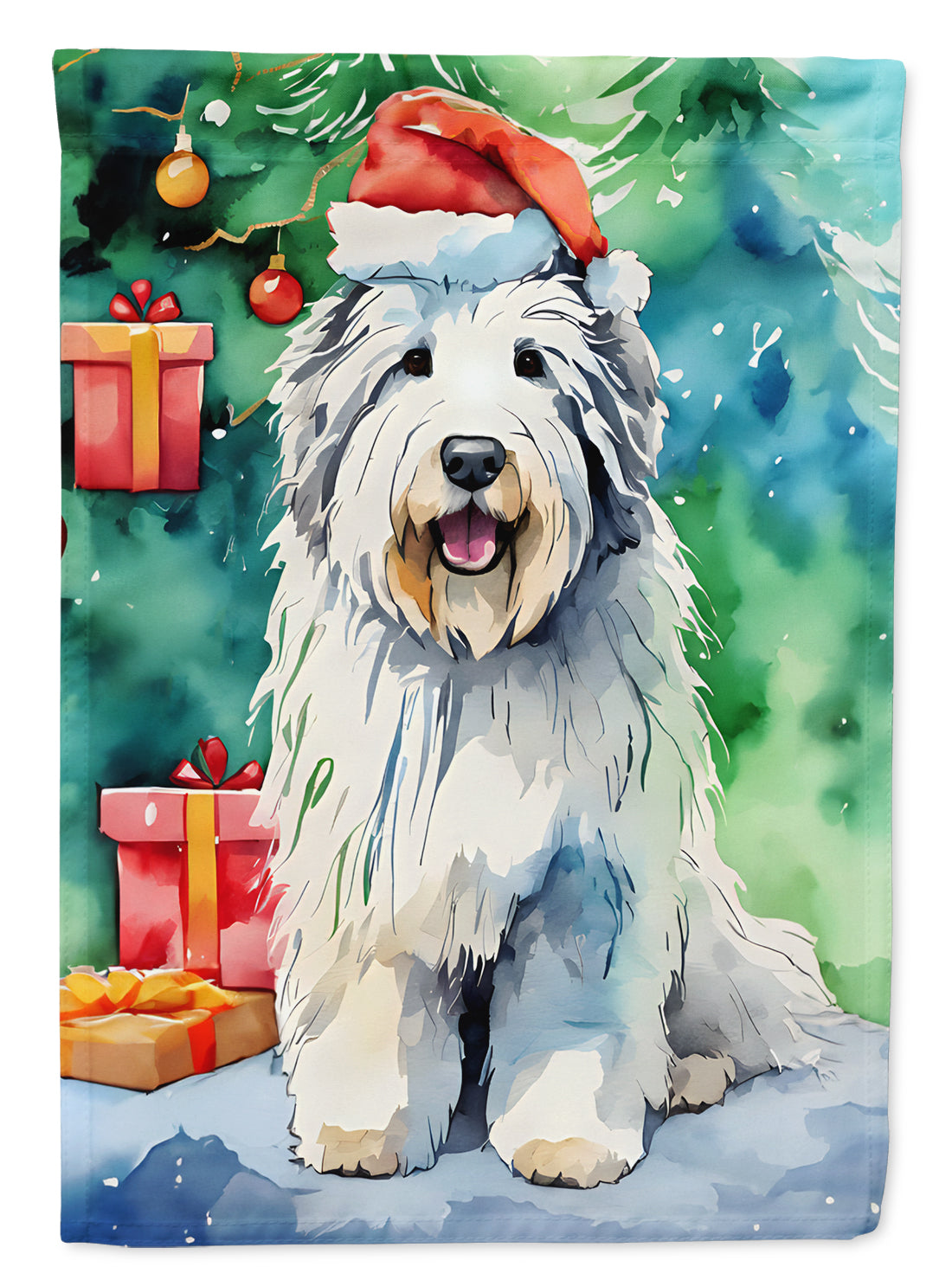 Buy this Old English Sheepdog Christmas House Flag