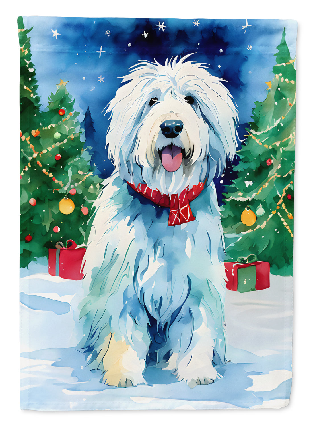 Buy this Old English Sheepdog Christmas House Flag