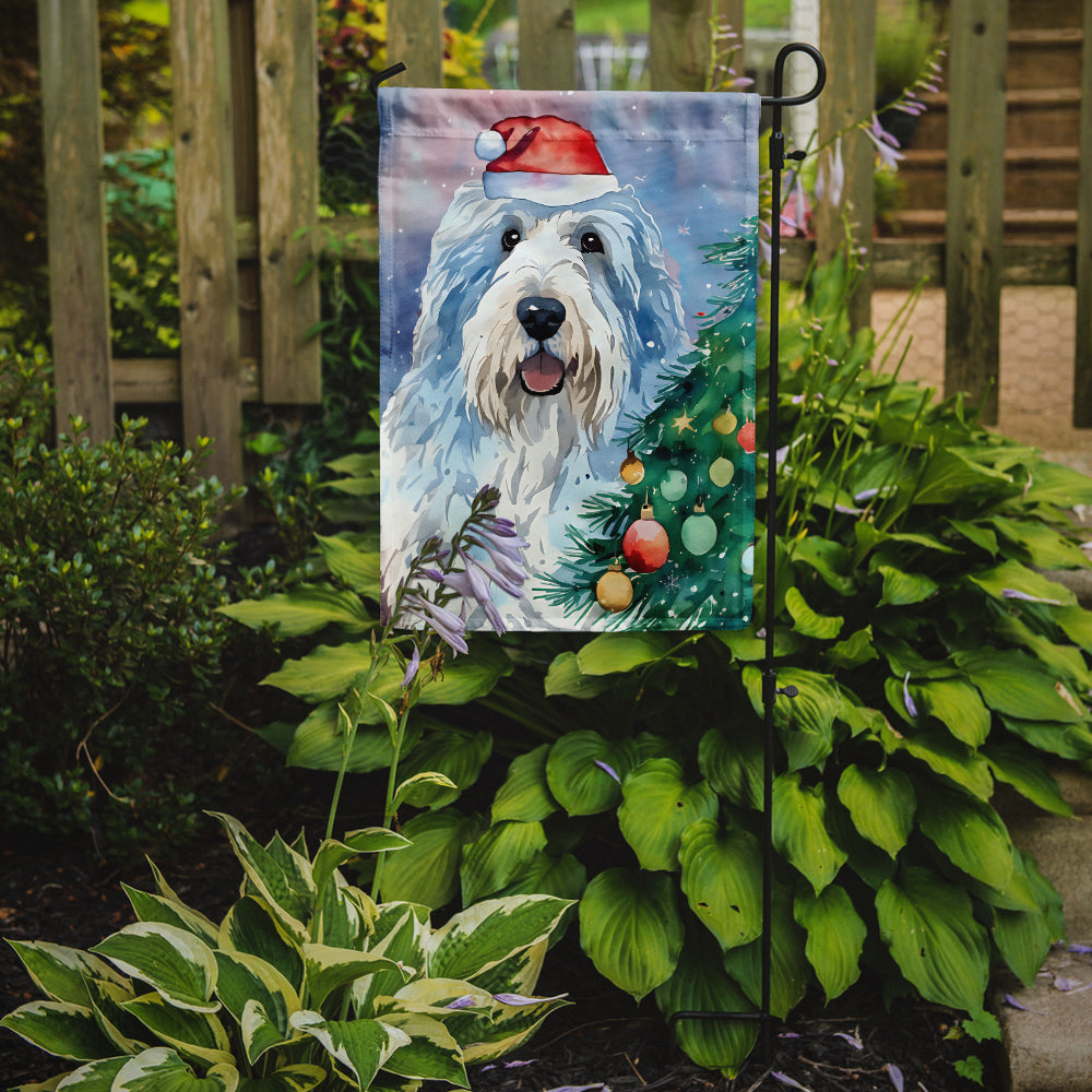 Old English Sheepdog Christmas Garden Flag