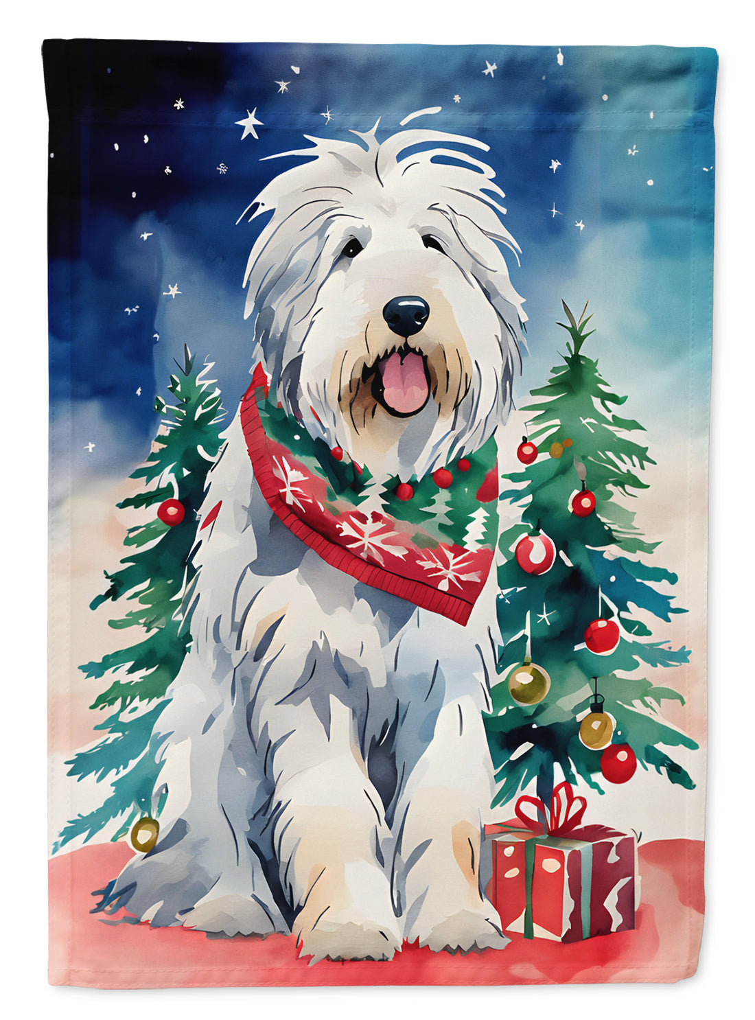 Buy this Old English Sheepdog Christmas House Flag