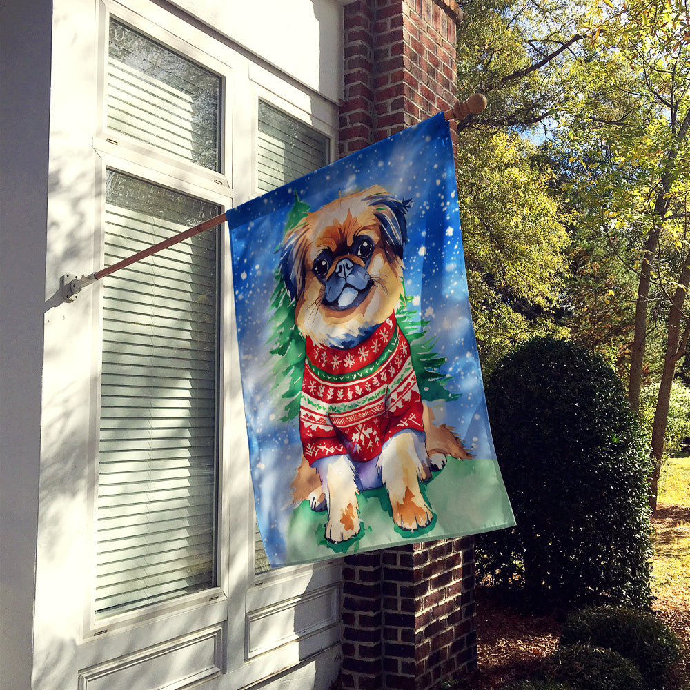 Pekingese Christmas House Flag