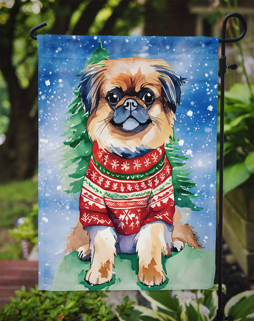 Pekingese Christmas Garden Flag