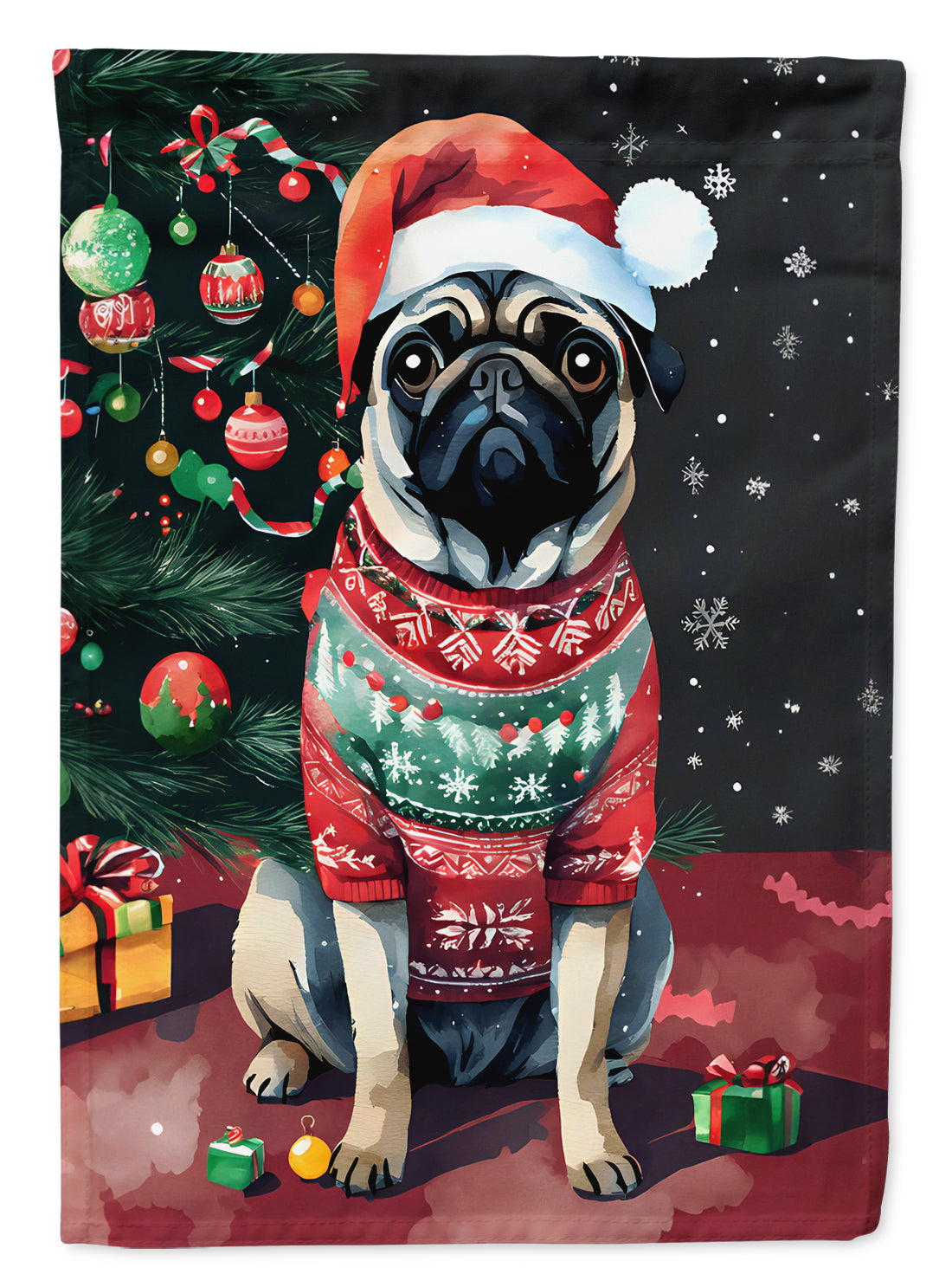 Buy this Pug Christmas House Flag