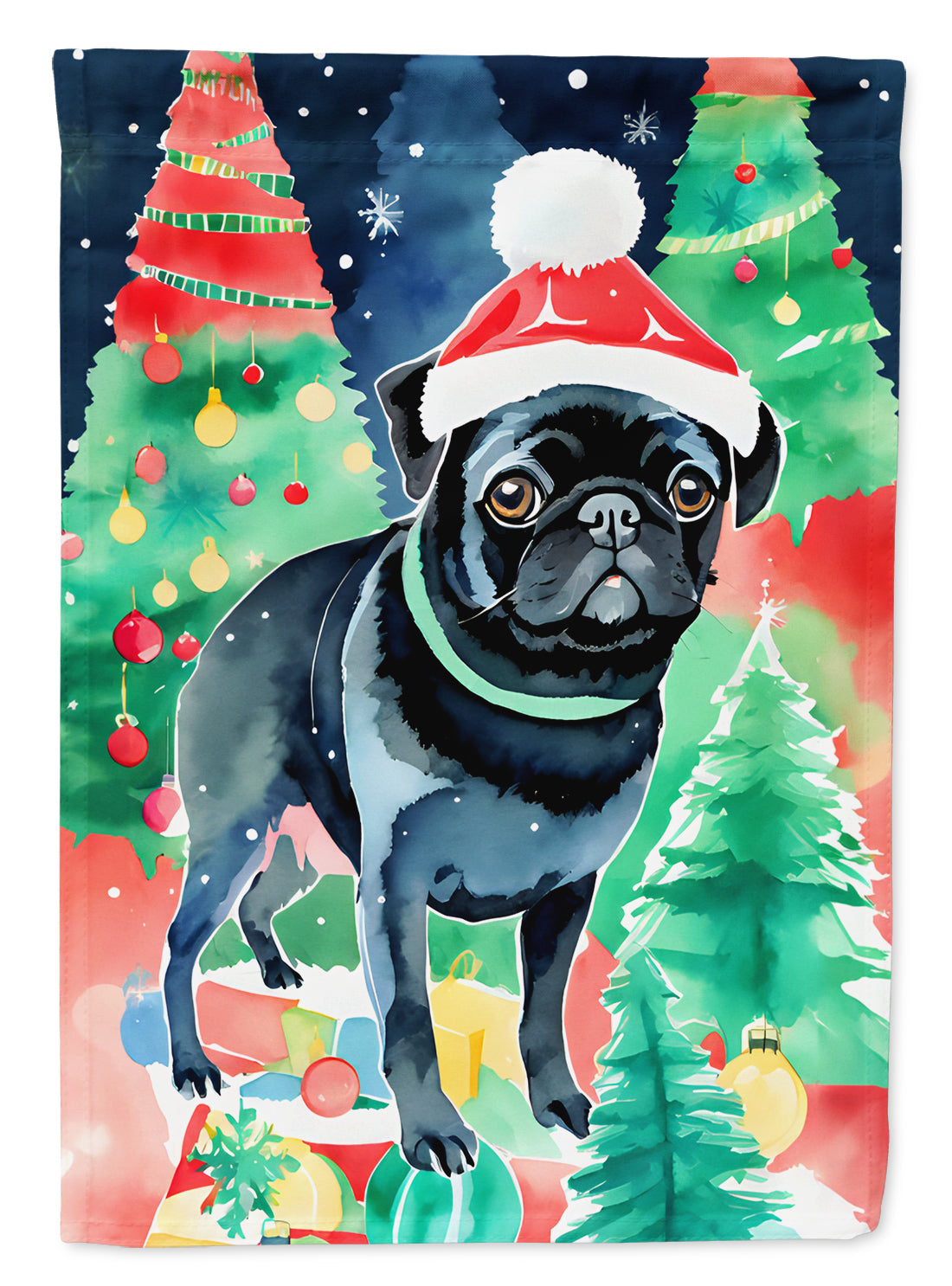 Buy this Pug Christmas House Flag