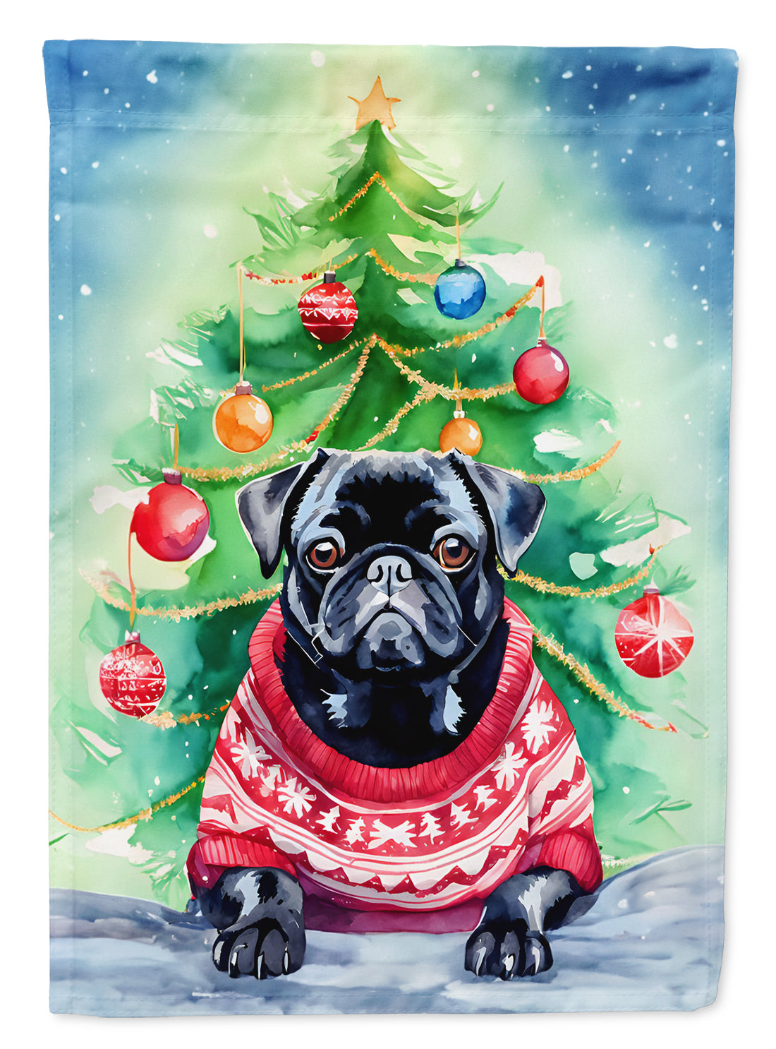 Buy this Pug Christmas House Flag