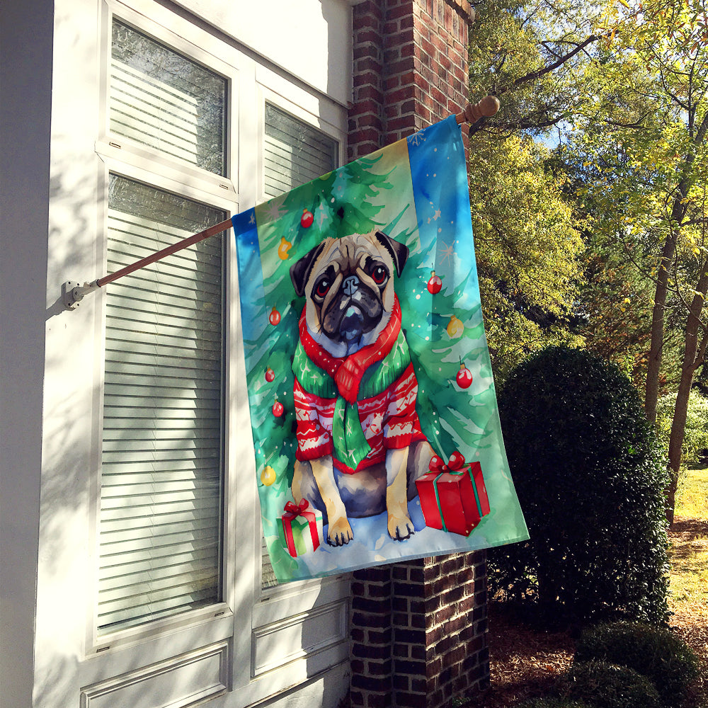 Buy this Pug Christmas House Flag