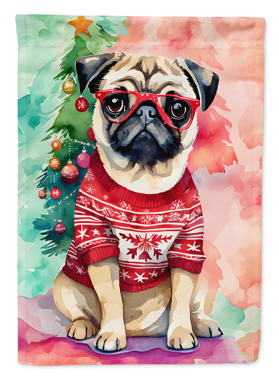 Buy this Pug Christmas House Flag