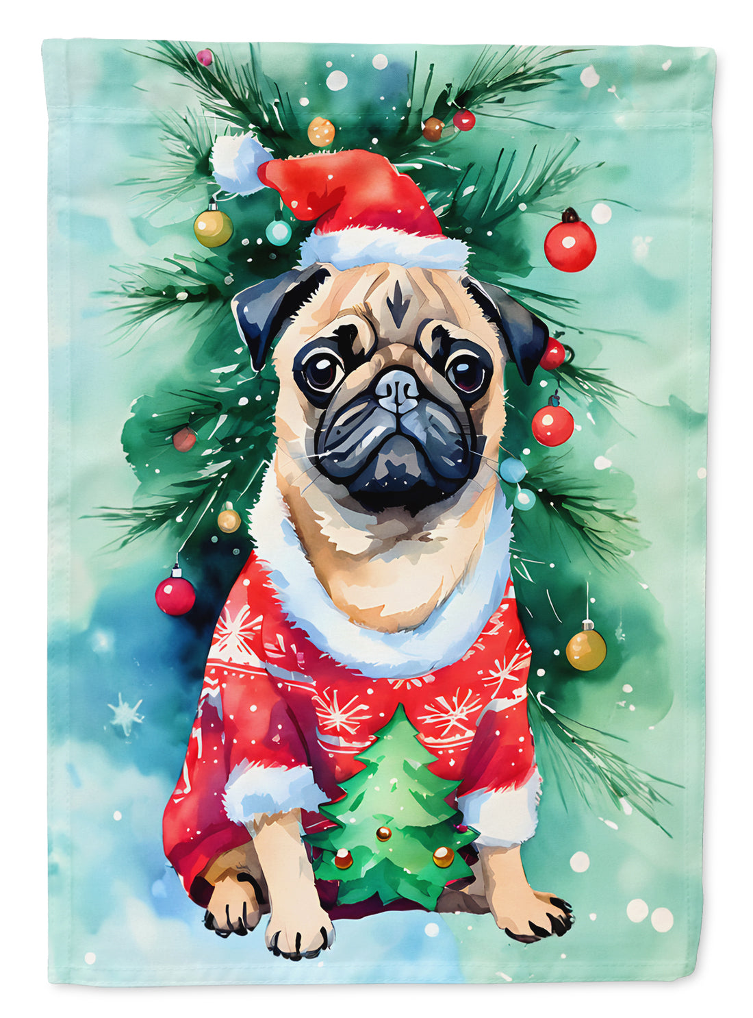 Buy this Pug Christmas House Flag