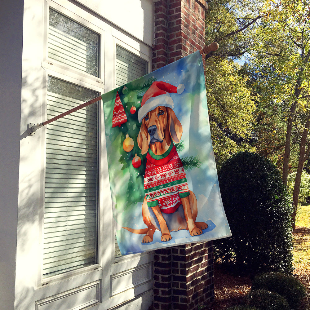 Redbone Coonhound Christmas House Flag